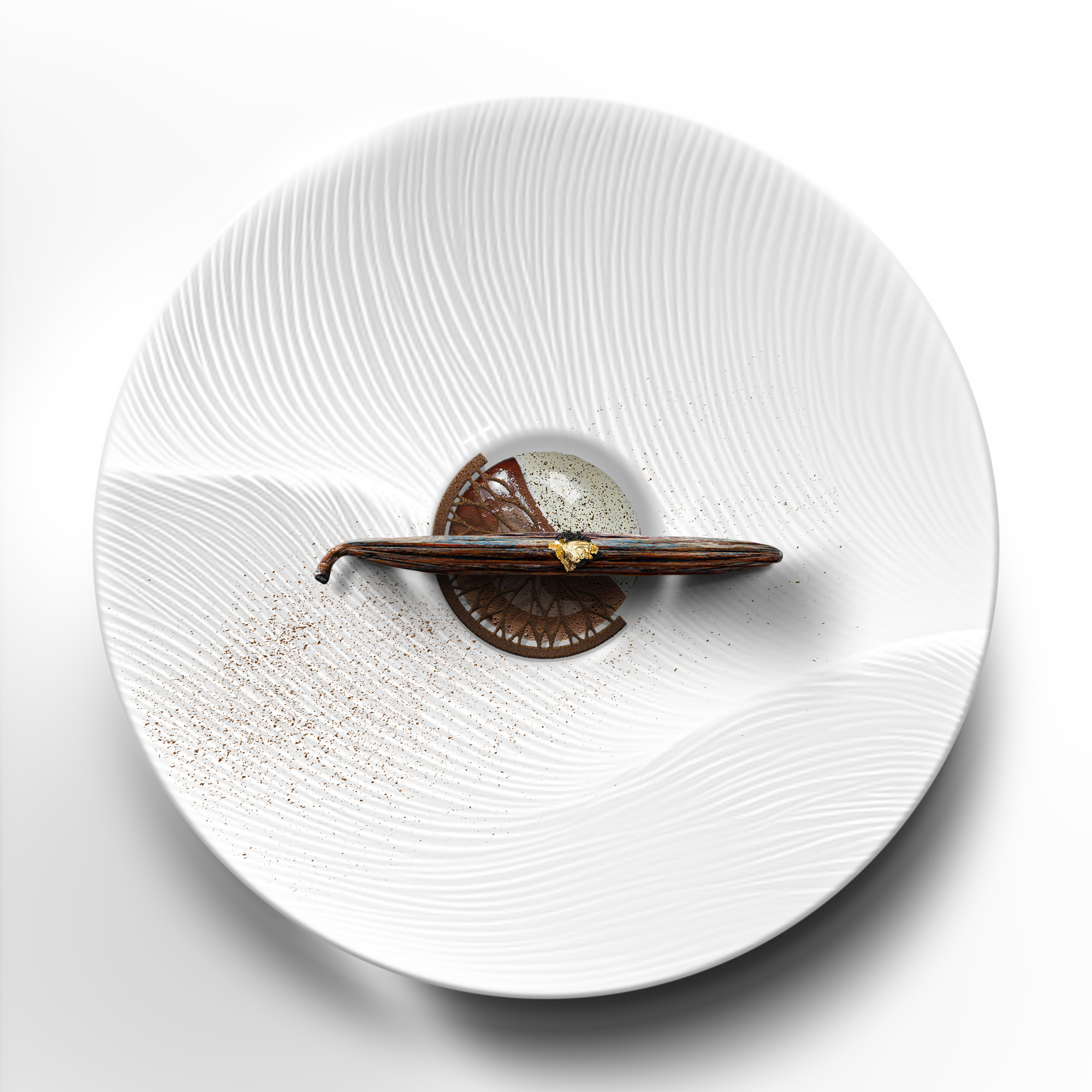 🇬🇧 A new creation where vanilla takes the lead. Layers of Intense Vanilla Pudding Crémeux and a Salted Vanilla Crème with Sai-kyō White Miso and pink peppercorns rest on a house-made Gianduja layer made with 72% Venezuelan chocolate @valrhona , Italian pine nuts, and Vanilla Rhum Arrangé. Completed with a chocolate bar in the form of a vanilla pod @teammayku , crafted with Vanille Bleue Glacée and topped with pure vanilla seeds from Vanille Bleue @escalebleue 🇫🇷 Voici un dessert tout vanille. Des couches de crème intense à la vanille et de crème salée à la vanille avec Miso blanc Sai-kyō et baies roses reposent sur une couche de Gianduja fait maison à partir de chocolat vénézuélien 72% @valrhona , des pignons italiens et du Rhum Vanille Arrangé. Pour finir, une barre de chocolat en forme de gousse de vanille @teammayku , façonnée avec Vanille Bleue Glacée, garnie de graines de vanille Vanille Bleue @escalebleue