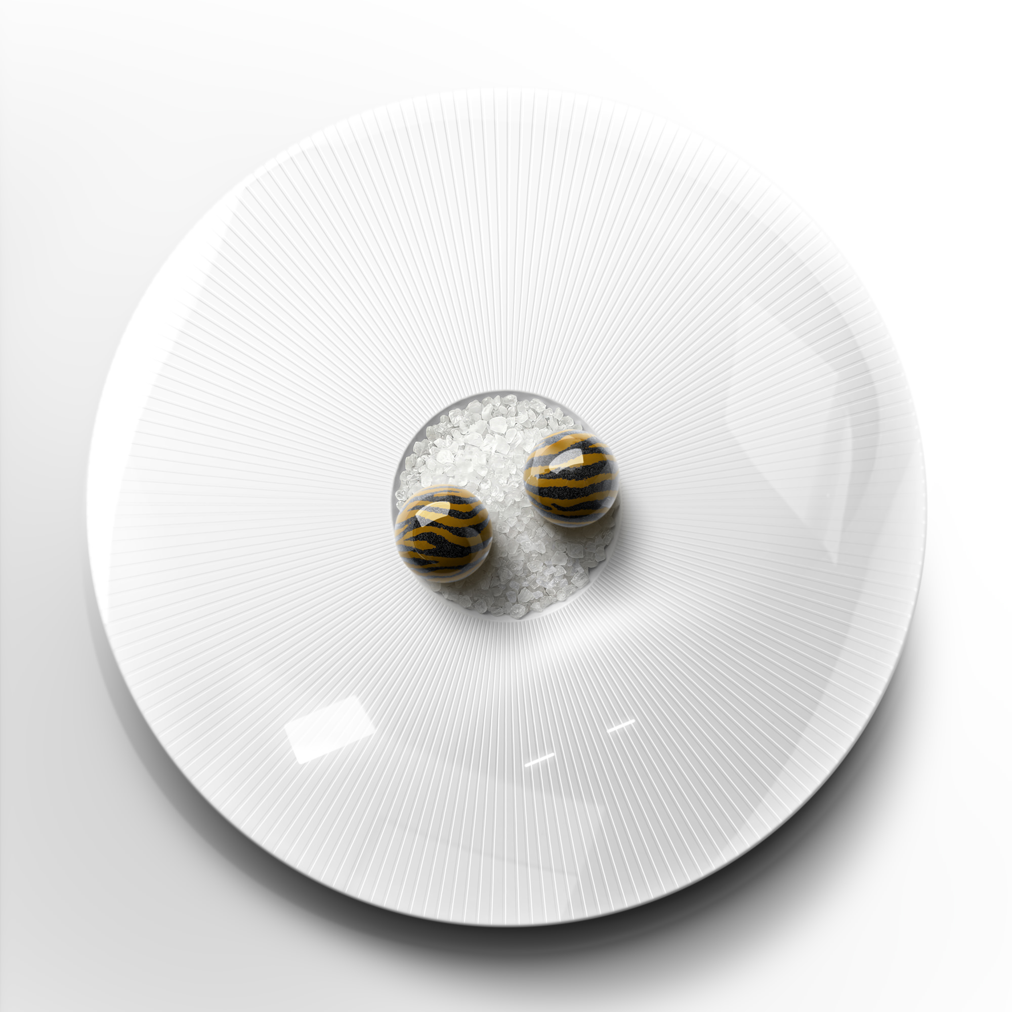 🇺🇸 Spherical Chocolate Bonbons with a tiger motif, filled with Madagascar Tanariva Grand Cru and House-Made Crème de Marrons Grillés ganache, made exclusively with Toasted Foin de Crau @foindecrau_aop infused cream, balanced by a thin layer of Tamarind Caramel with Trois Rivières AOC @rhumtroisrivieres Martinique Rum, salted with Green Almond Pickle Juice. 🐅🐅🐅 🇫🇷 Bonbons Sphériques au Chocolat au motif tigre, garnis de Ganache Tanariva Grand Cru de Madagascar et Crème de Marrons Grillés Maison, réalisée avec une crème infusée au Foin de Crau AOP @foindecrau_aop , sur une fine couche de Caramel salé au Jus de Pickles d’Amande Verte, au Tamarin et au Rhum Trois Rivières AOC Martinique @rhumtroisrivieres 🐅🐅🐅